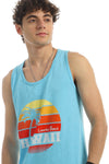 "Hawaii" Front Printing Summer Tank Top - Light Blue