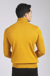 Ribbed Turtle Neck Plain Pullover --- Mustard