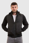 Front Zipper Hooded Neck Black Puffer Jacket