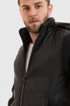 Front Zipper Hooded Neck Black Puffer Jacket