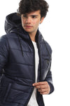 Ribbed Cuffs & Hem Quilted Hooded Bomber Jacket