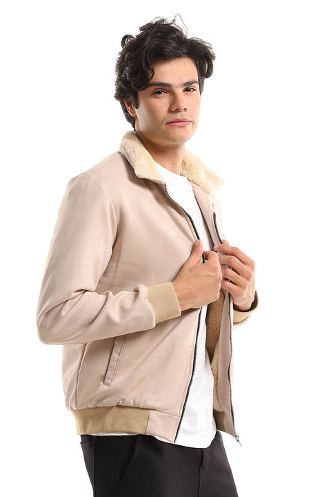 Fur Classic Collar Zipped Jacket