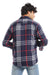 Casual Plaid Button Down Shirt With Two Chest Pockets - Navy, Red & White