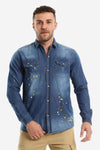 Long Sleeves Snap Buttons Denim Shirt