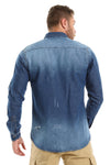 Long Sleeves Snap Buttons Denim Shirt