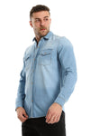 Long Sleeves Snap Buttons Denim Shirt