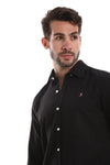 Front Buttoned Down Textured Grey Men Shirt