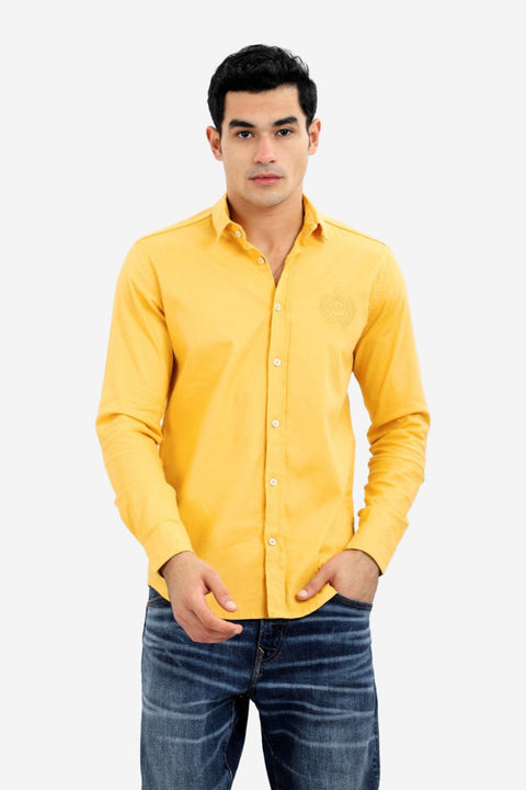 Mandarine Collar Buttoned Solid Shirt