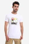 Vintage CD Printed Casual Round Neck Tee - Cashmere