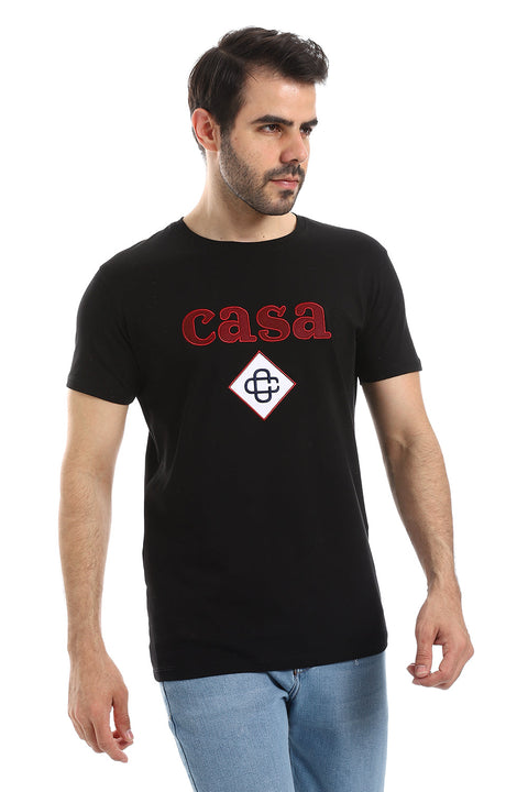 White Cotton Tee With Chest Stitched "Casa" Patch