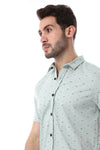 Self Pattern Buttons Down Closure Shirt - Black