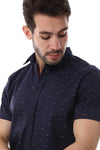 Self Pattern Buttons Down Closure Shirt - Black