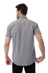 Grey & White Self Pattern Short Sleeves Shirt