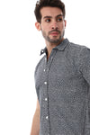 Grey & White Self Pattern Short Sleeves Shirt