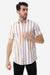 Striped Pattern Short Sleeves Shirt - White & Cider Brown
