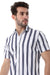 Striped Pattern Short Sleeves Shirt - White & Cider Brown