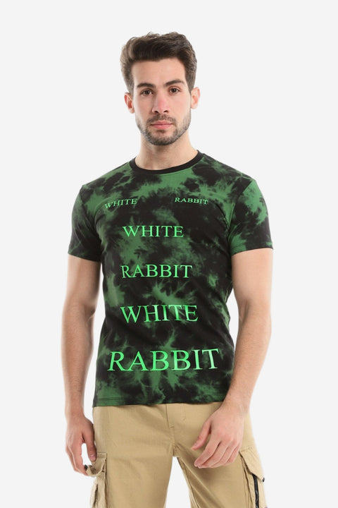 Neon Yellow "White Rabbit" Printed