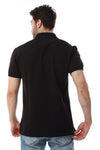 Short Sleeves Buttons Closure Polo Shirt - Black