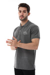 Short Sleeves Buttons Closure Polo Shirt - Black