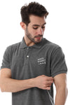 Short Sleeves Buttons Closure Polo Shirt - Black