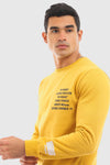 Side Printed Pique Slip On Sweatshirt - Mustard