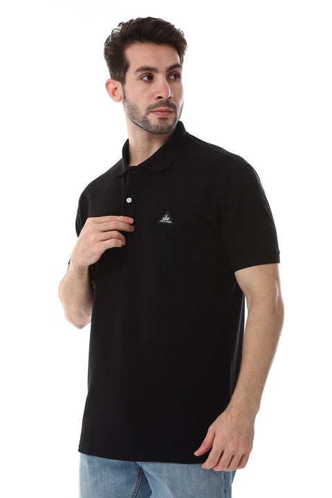 Regular Fit Pique Pattern Polo Shirt - Black