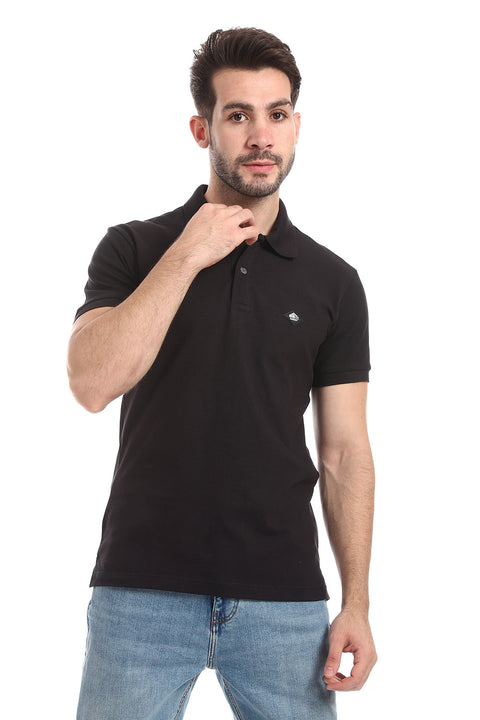 Double Buttoned Short Sleeves Pique White Polo Shirt