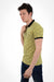 Color Block Circular Chest Print Polo Shirt  -Yellow