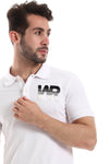 Side Stitched Patch Cotton Polo Shirt - Black