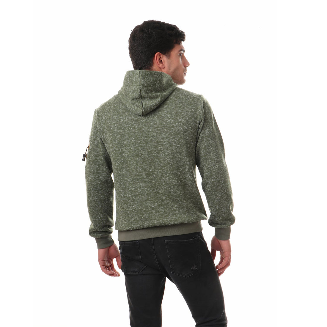 Printed Inner Fleece Round Sweatshirt - Heather Grey