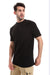 Slip On Ribbed Patterned Allover Black Casual Tee
