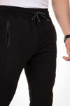 sweatpants -Zipped Pockets Slip On Sweatpants With Hem - Black