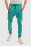 Solid Elastic Waist With Drawstring Pants - Light Green