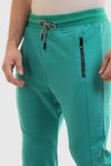 Solid Elastic Waist With Drawstring Pants - Light Green