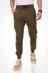 Zipped Pockets Slip On Sweatpants With Hem - Military Green