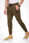 Zipped Pockets Slip On Sweatpants With Hem - Military Green