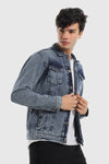 Denim Jacket With Front Pockets - Washed Blue