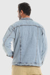 Denim Jacket With Front Pockets - Light Blue