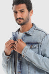 Denim Jacket With Front Pockets - Light Blue