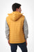 Waterproof Adjustable Hooded Buffer Jacket With Cotton Sleeves - Mustard