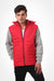 Waterproof Adjustable Hooded Buffer Jacket With Cotton Sleeves - Red