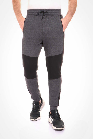 Bi-Tone Zipped Pockets Sweatpants - Black & Heather Gray