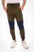 Sweatpants - joggers with two-tone pockets - olive green and navy blue