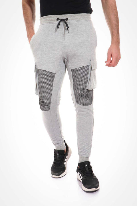 Netted Printed Heather Gray Cargo Sweatpants