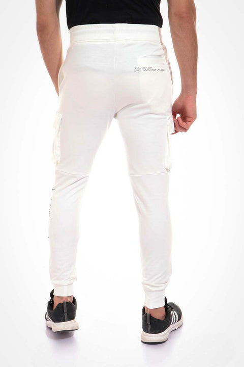 Netted Printed Cargo Sweatpants - White