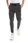 Side Zipper Pockets Plain Polyester Joggers