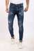 جينز بأزرار مع ممزق من الأمام - أزرق قياسي
