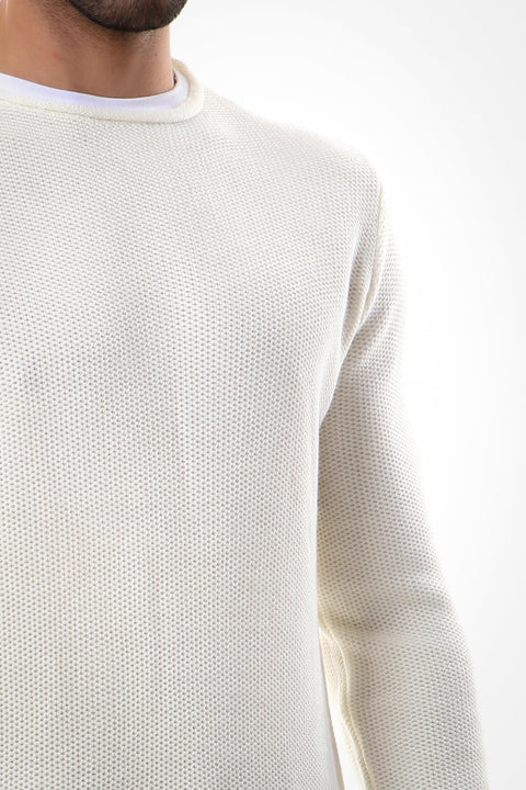 Knitted Acrylic Round Neck Pullover –Whitee