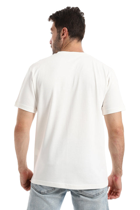 Printed Pattern Short Sleeves Slip On T-Shirt - Black