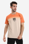 Gradient Colors Short Sleeves T-Shirt - Halloween Orange & Beige